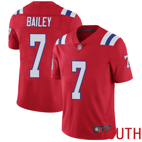 New England Patriots Football #7 Vapor Untouchable Limited Red Youth Jake Bailey Alternate NFL Jersey->new england patriots->NFL Jersey
